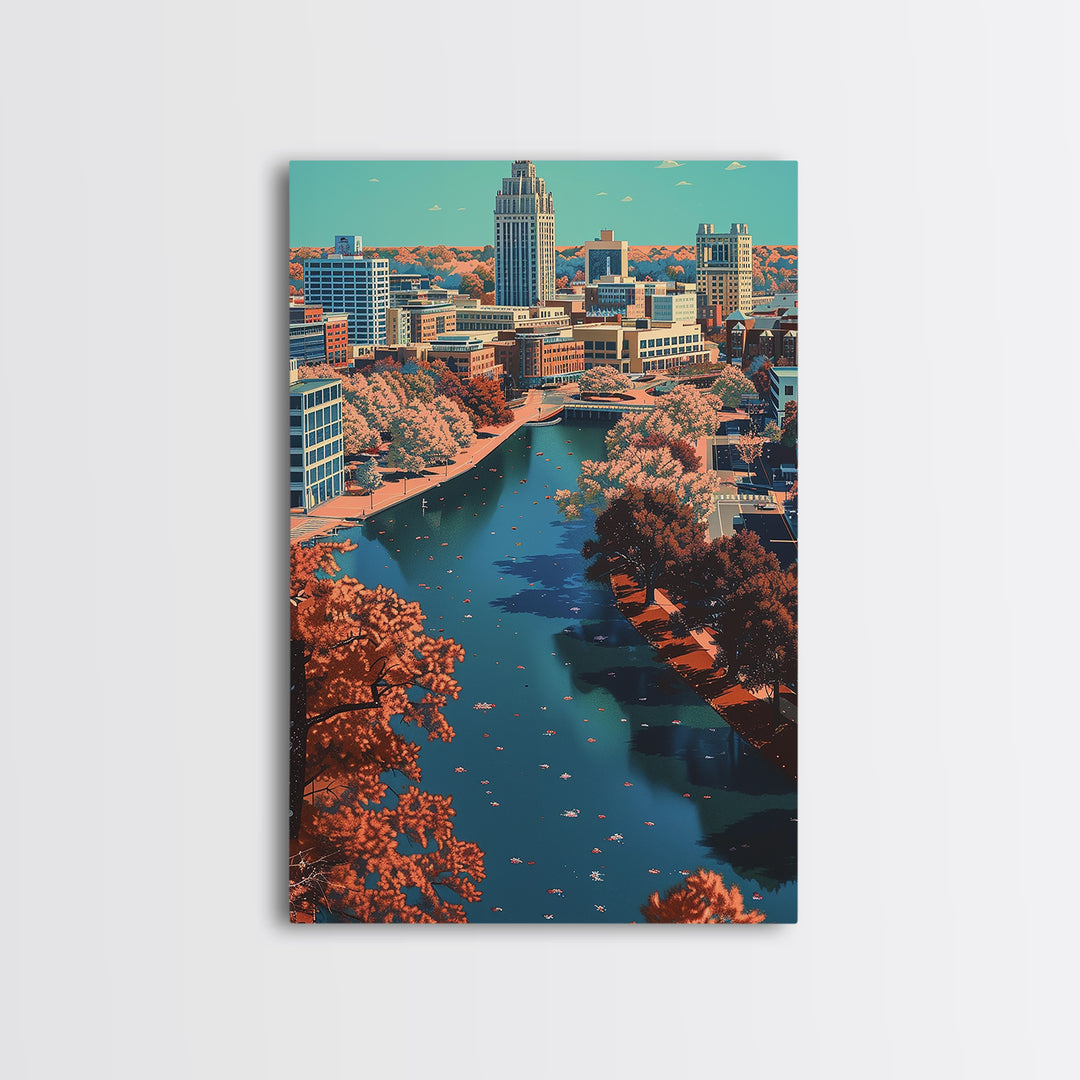 Raleigh Travel Poster, Framed Canvas Print, Travel Art Print, Modern Wall Decor, Home Office Decor, Travel Posters, Gallery Wall Set