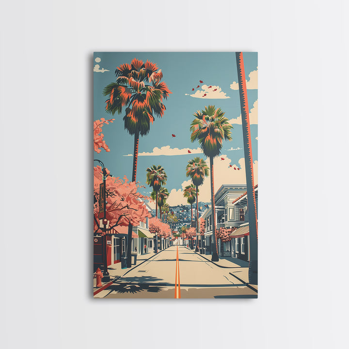 Santa Maria Travel Poster, Canvas Print, City Art Print, Travel Wall Art, Living Room Wall Art, Fine Art Print, Mid Century Wall Art