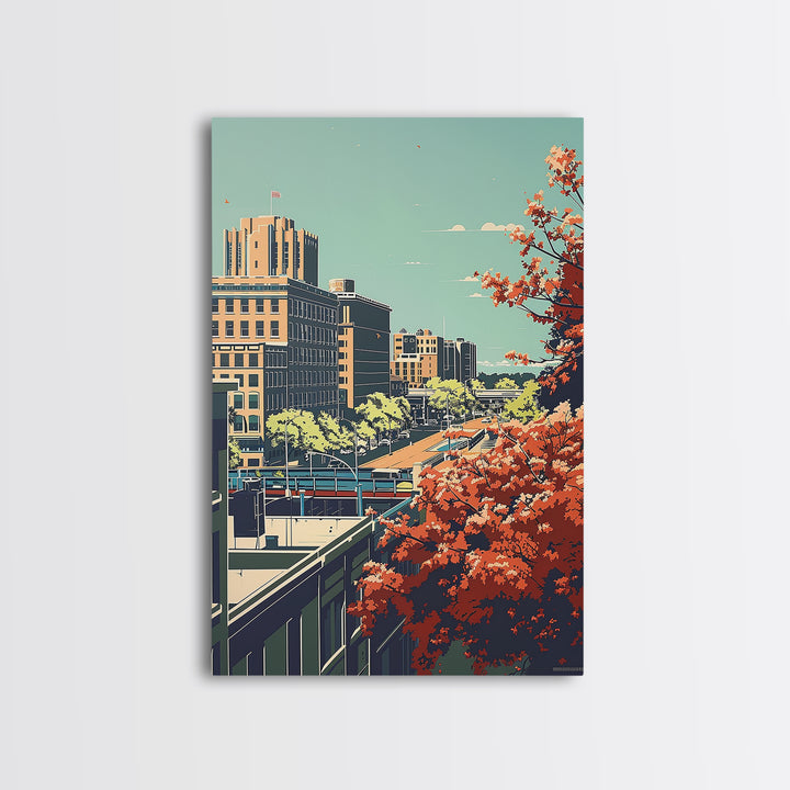 Shreveport Travel Poster, Canvas Print, City Travel Poster, Vintage City Poster, Mid Century Wall Art, City Art Print, Landscape Art