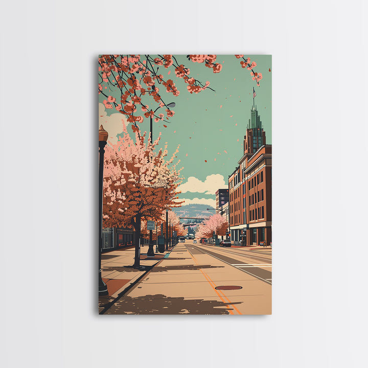 Spokane Travel Poster, Framed Canvas Print, City Travel Poster, Travel Wall Decor, Travel Wall Art, Modern Wall Decor, Travel Prints
