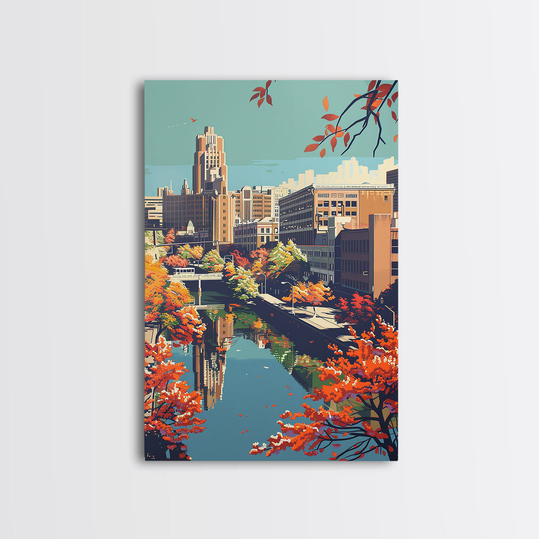 Springfield Missouri Travel Poster, Framed Canvas Print, City Travel Poster, Vintage City Poster, Poster Print, Living Room Wall Art