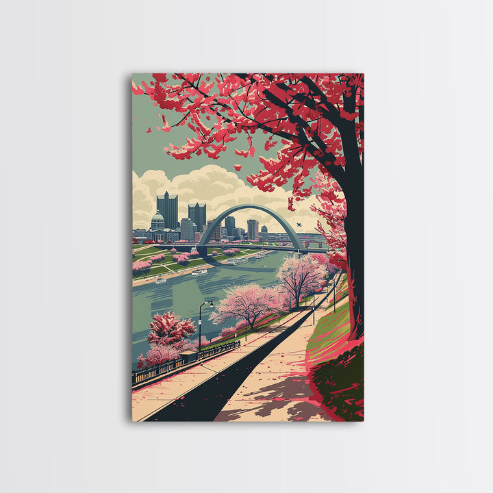 St Louis Travel Poster, Framed Canvas Print, Retro Travel Poster, City Wall Art, Wanderlust Gift, City Travel Poster, Retro Wall Art