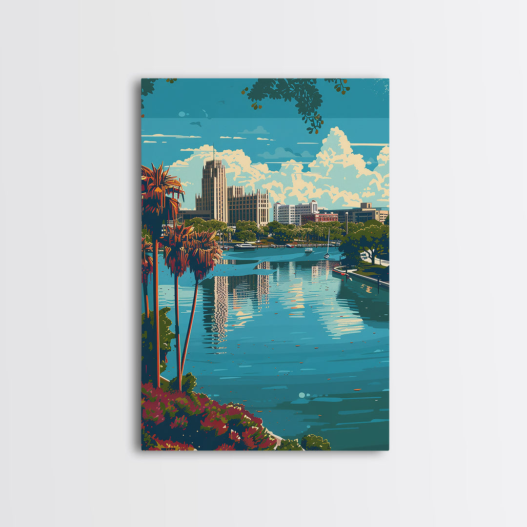 Tallahassee Travel Poster, Framed Canvas Print, Retro Travel Poster, City Wall Art, Travel Decor, Home Office Decor, Travel Wall Art