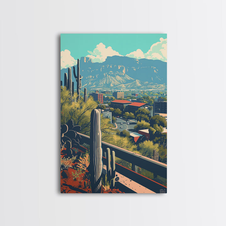 Tucson Travel Poster, Canvas Print, Retro Travel Poster, City Wall Art, City Illustration, Vintage City Poster, Living Room Wall Art