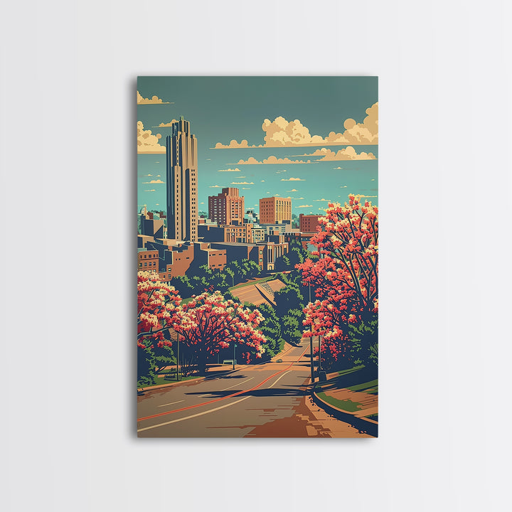 Tulsa Travel Poster, Framed Canvas Print, City Travel Poster, Travel Wall Art, Living Room Wall Art, Retro Travel Poster, Home Decor