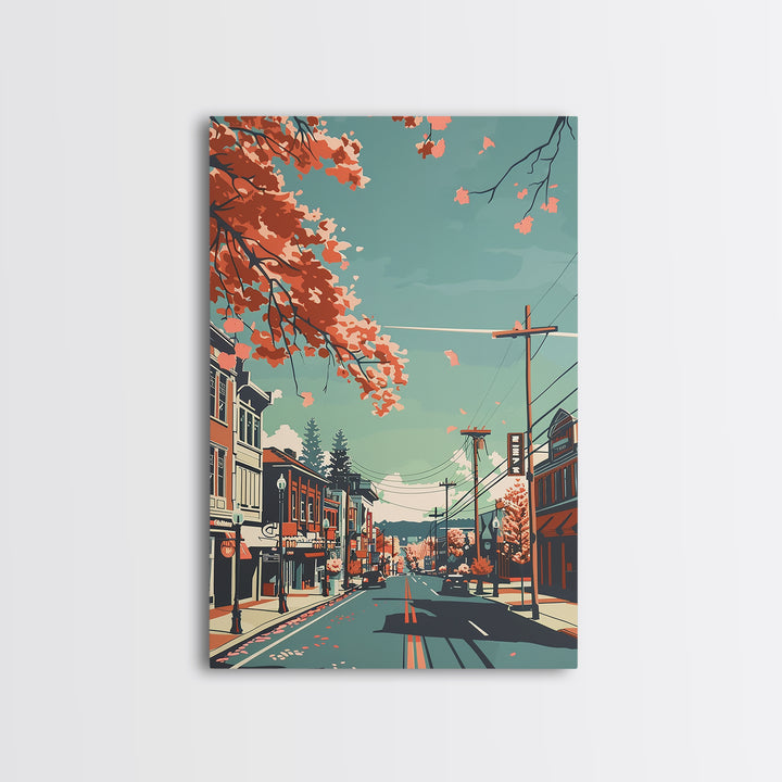 Warren Travel Poster, Framed Canvas Print, City Travel Poster, Travel Wall Art, Modern Wall Decor, City Wall Art, Retro Travel Print