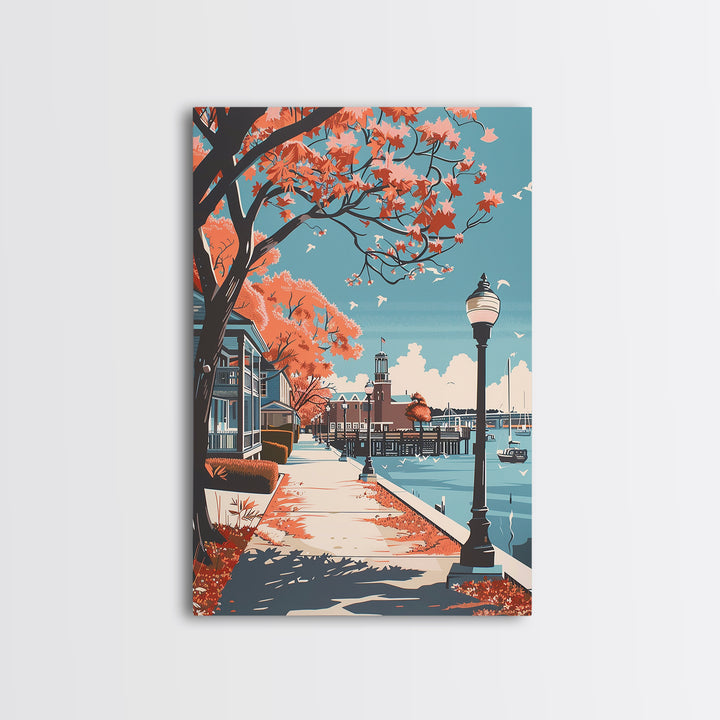 Wilmington Travel Poster, Framed Canvas Print, Retro Travel Poster, City Wall Art, Travel Posters, City Illustration, Fine Art Print