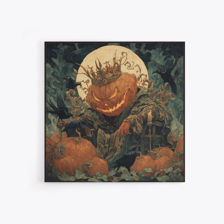 The Jack-O'-Lantern King, Dark Symbolist Art, Square Wall Art, Dark Fantasy Wall Art, Framed Canvas Print, Halloween Wall Art