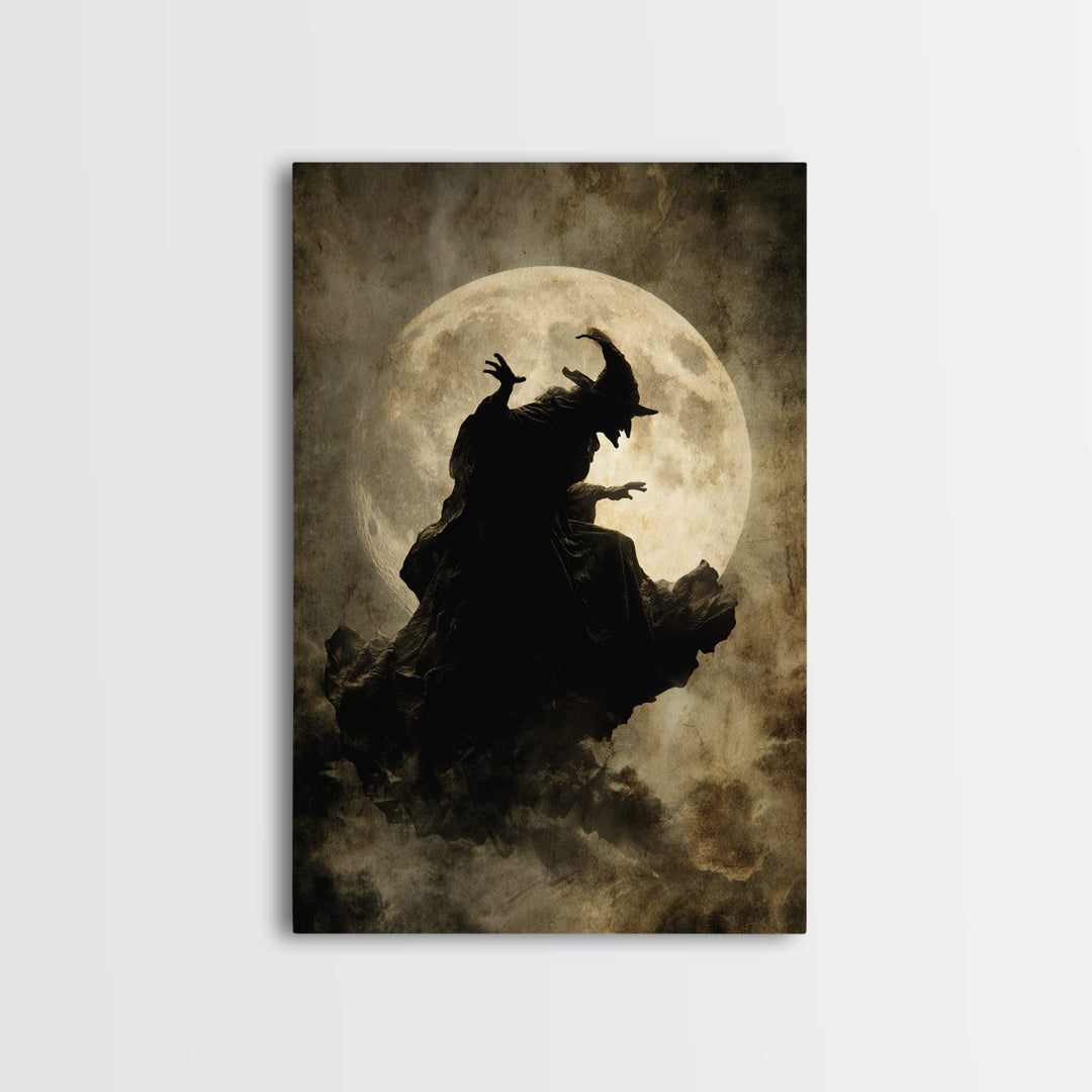 The Moonlit Witch, Dark Romantic Horror Art, Vertical Wall Art, Dark Halloween Decor, Canvas Print, Halloween Wall Art, Macabre Wall Art