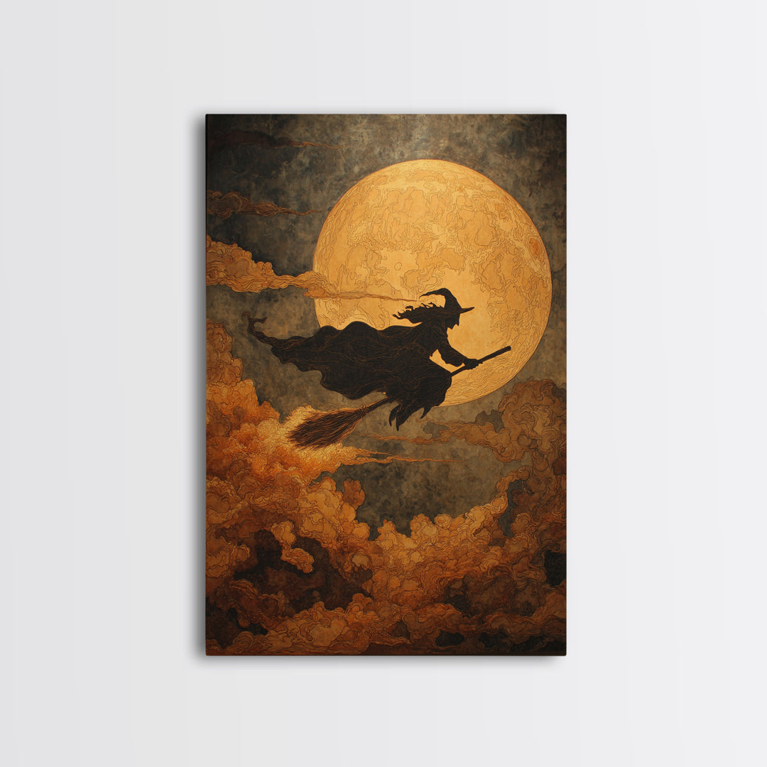 The Moonlit Witch, Visionary Gothic Art, Vertical Wall Art, Dark Fantasy Wall Art, Canvas Print, Halloween Wall Art, Macabre Wall Art
