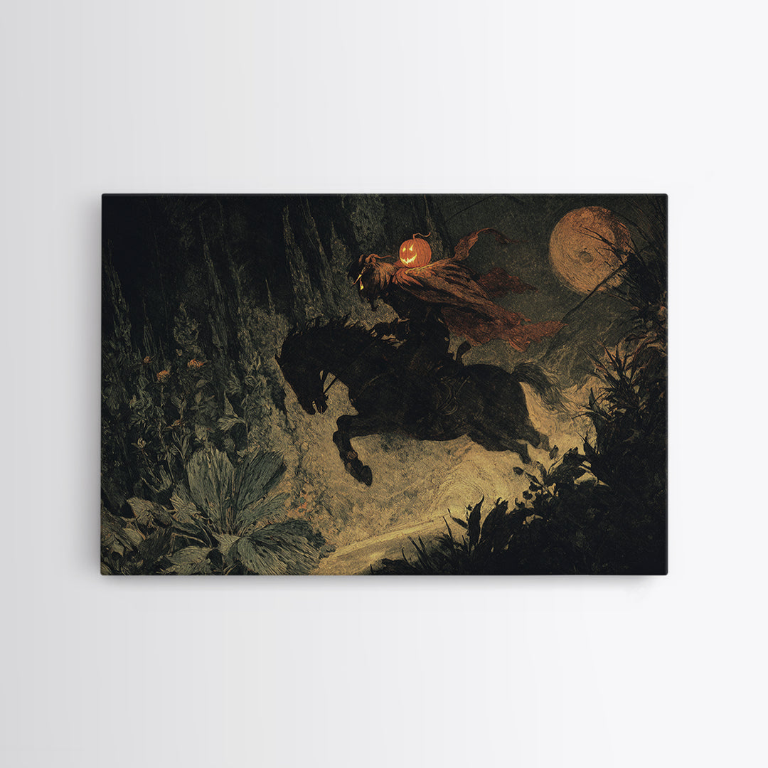 The Headless Horseman, Symbolist Gothic Landscape, Landscape Wall Art, Gothic Horror Wall Art, Canvas Print, Halloween Wall Art