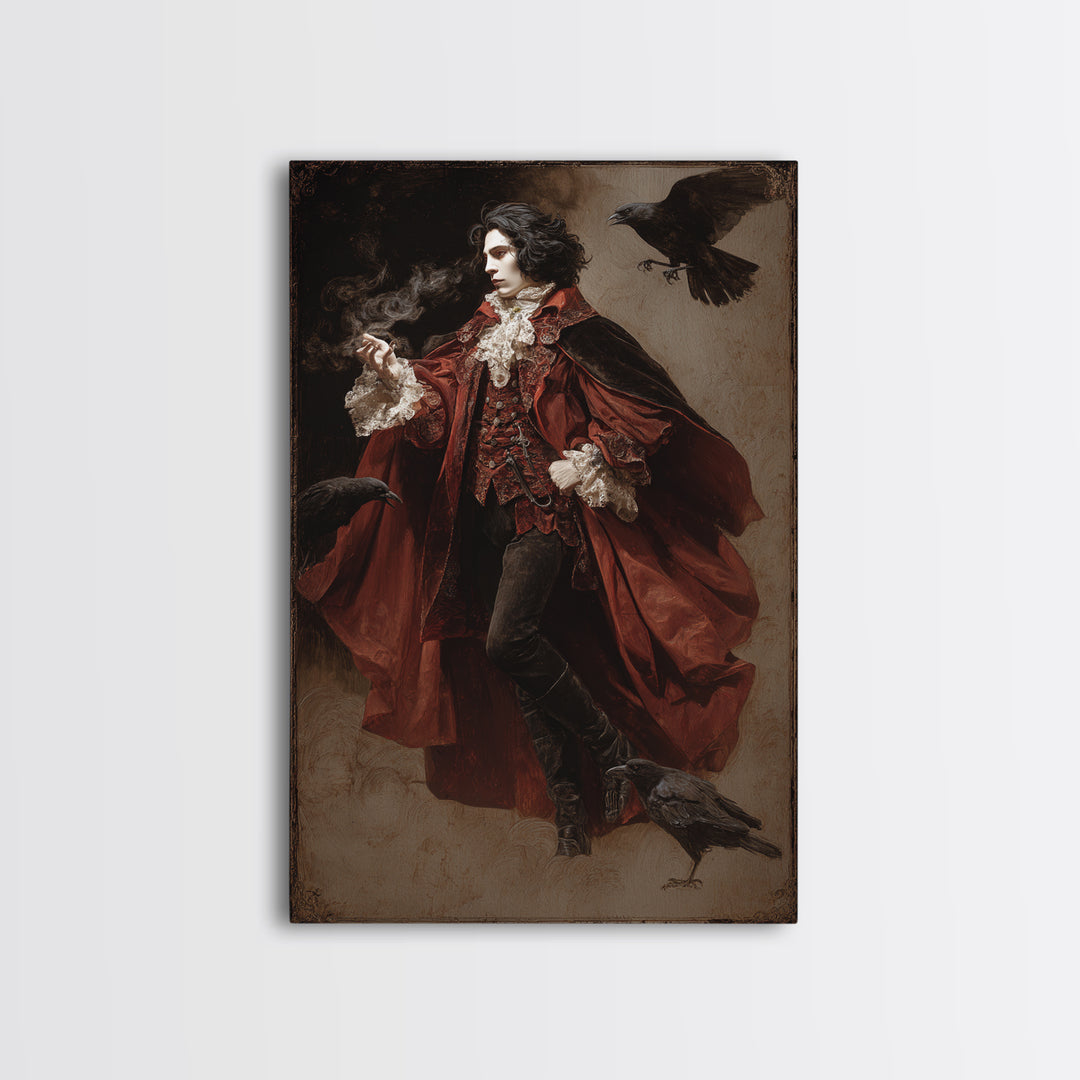 The Crimson Vampire, Danse Macabre Art, Vertical Wall Art, Gothic Horror Wall Art, Framed Canvas Print