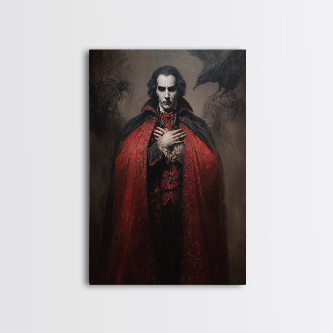 The Crimson Vampire, Dark Romantic Horror Art, Vertical Wall Art, Gothic Horror Wall Art, Canvas Print, Halloween Wall Art