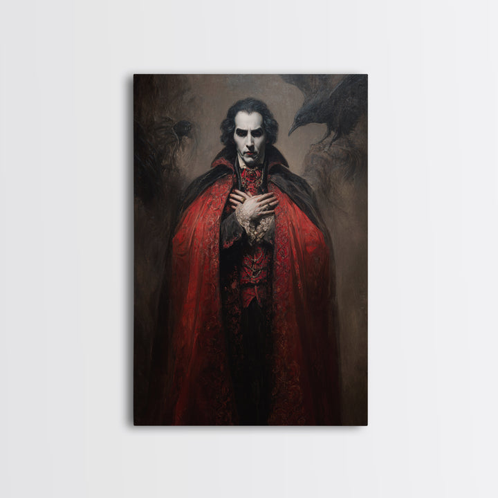 The Crimson Vampire, Dark Romantic Horror Art, Vertical Wall Art, Gothic Horror Wall Art, Canvas Print, Halloween Wall Art