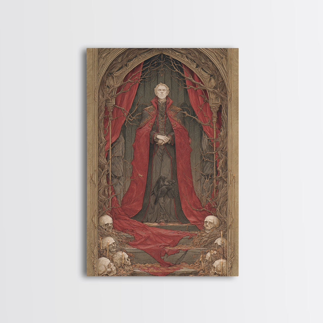 The Crimson Vampire, Decadent Gothic Art, Vertical Wall Art, Dark Fantasy Wall Art, Canvas Print, Halloween Wall Art, Halloween Decor