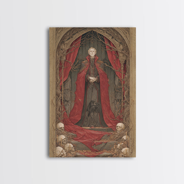 The Crimson Vampire, Decadent Gothic Art, Vertical Wall Art, Dark Fantasy Wall Art, Canvas Print, Halloween Wall Art, Halloween Decor