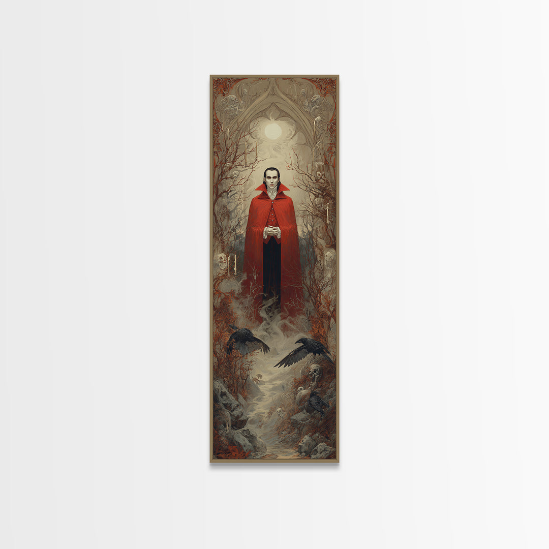 The Crimson Vampire, Surreal Apocalyptic Art, Tall Narrow Wall Art, Dark Halloween Decor, Canvas Print, Halloween Wall Art