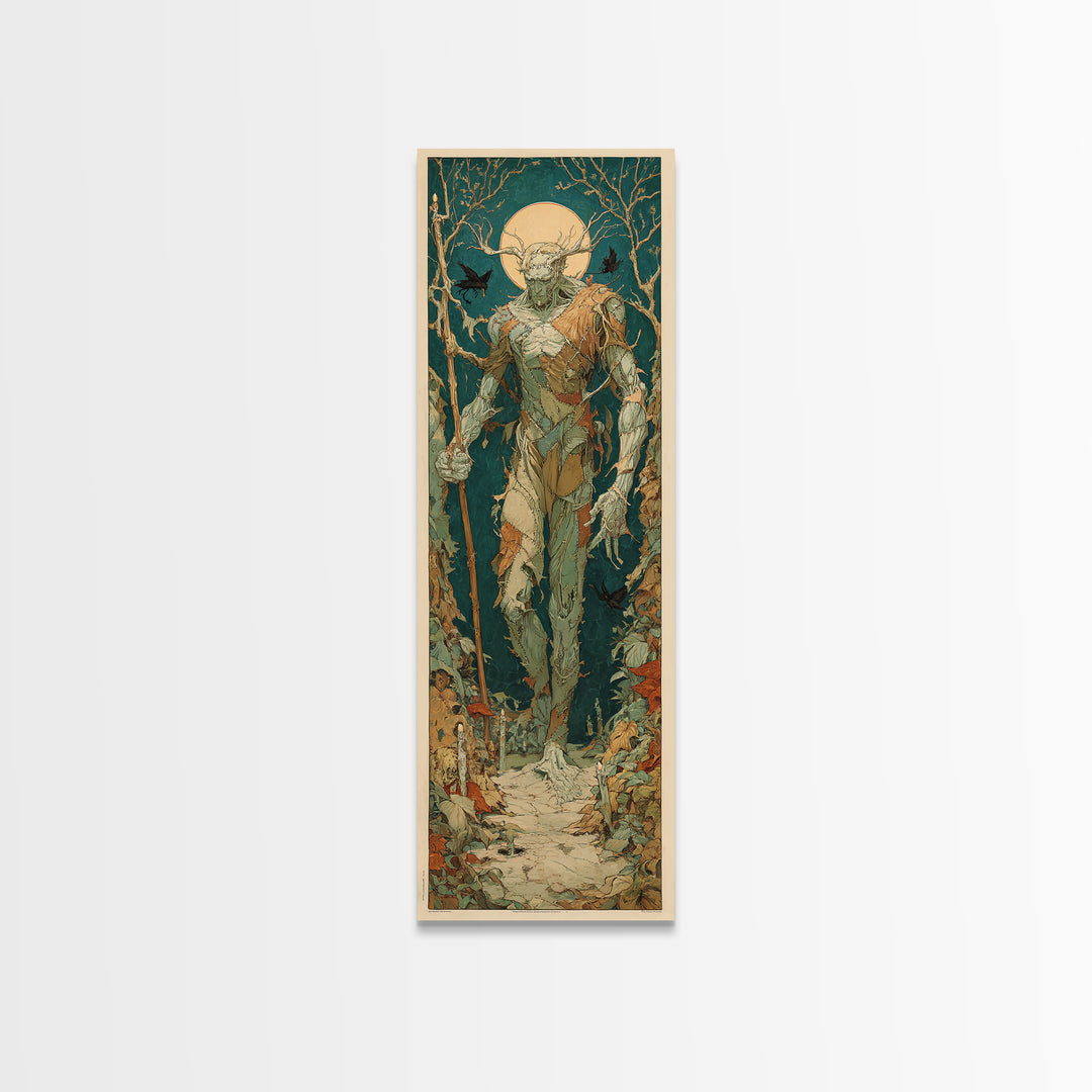 The Stitched Giant, Dark Renaissance Art, Tall Narrow Wall Art, Gothic Horror Wall Art, Framed Canvas Print, Halloween Wall Art