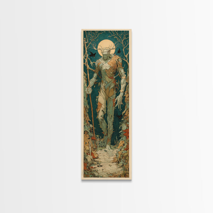 The Stitched Giant, Dark Renaissance Art, Tall Narrow Wall Art, Gothic Horror Wall Art, Framed Canvas Print, Halloween Wall Art