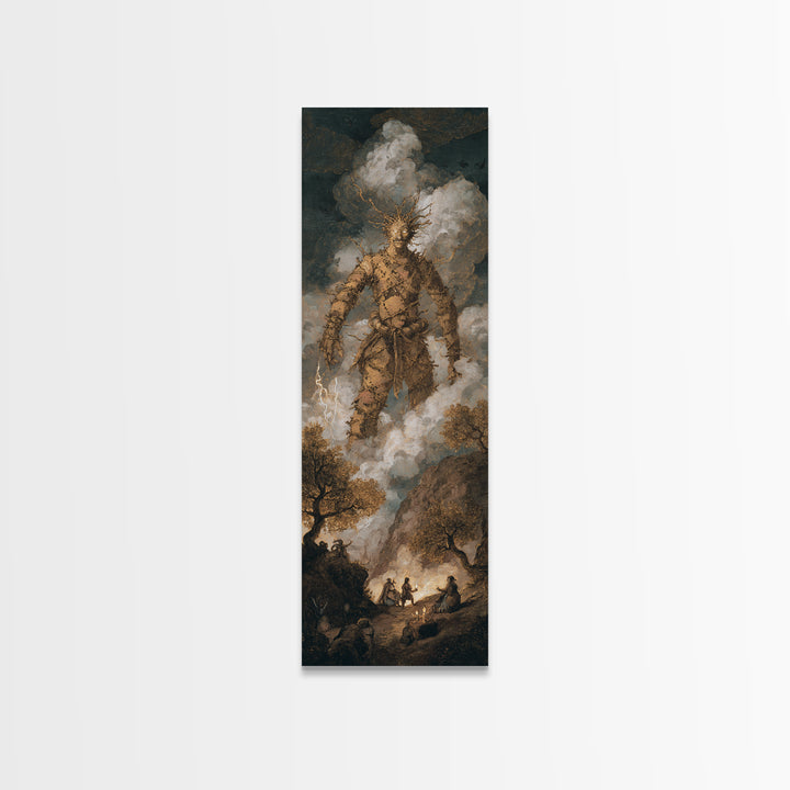 The Stitched Giant, Baroque Witchcraft Art, Tall Narrow Wall Art, Macabre Wall Art, Canvas Print, Halloween Wall Art