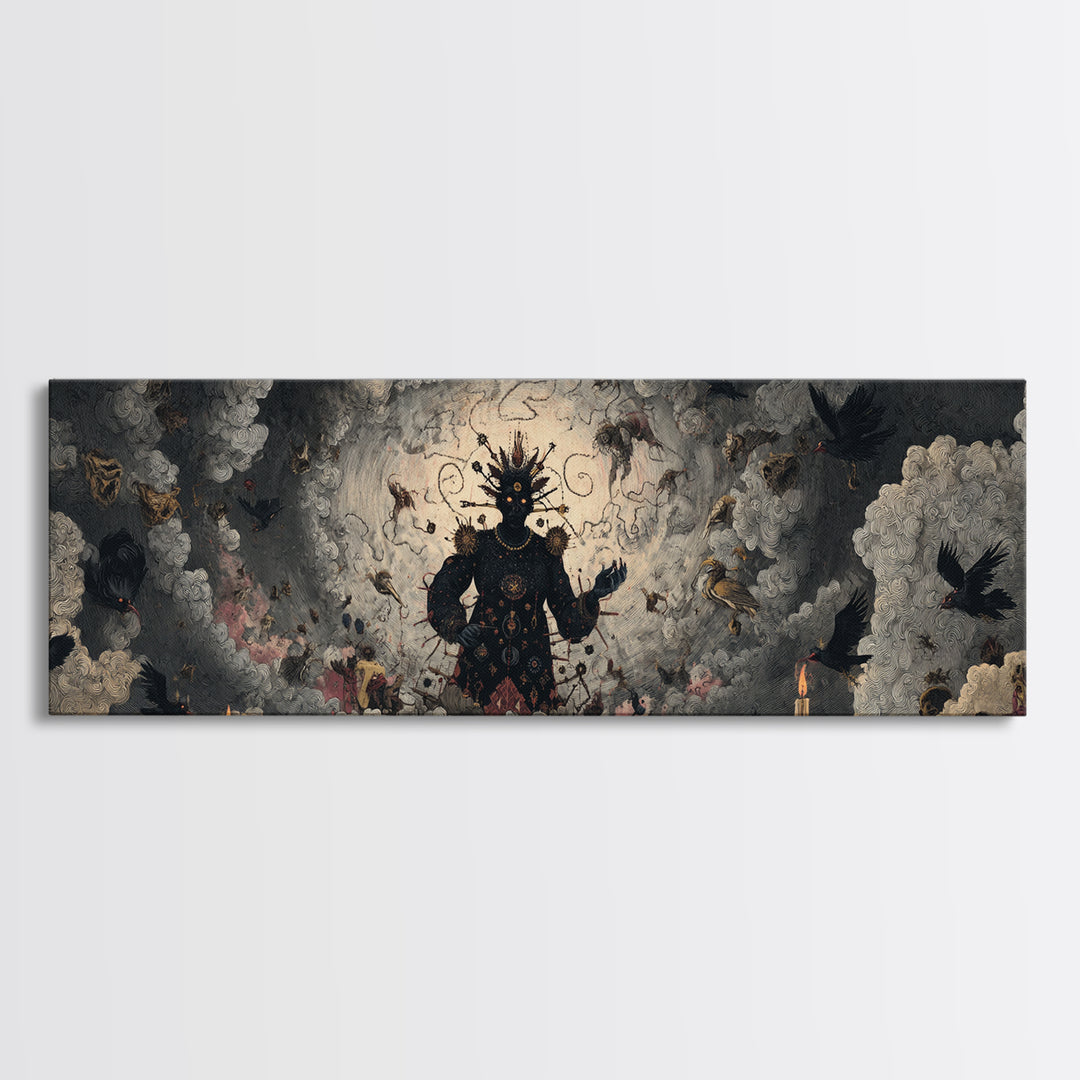 The Stitched Giant, Dark Romantic Horror Art, Extra Wide Wall Art, Dark Halloween Decor, Framed Canvas Print, Halloween Wall Art