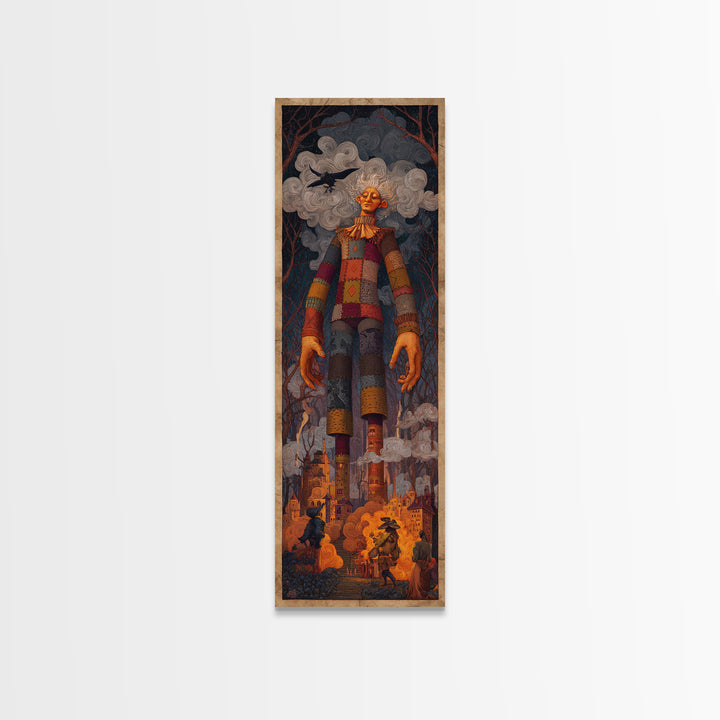 The Stitched Giant, Visionary Gothic Art, Tall Narrow Wall Art, Gothic Horror Wall Art, Canvas Print, Halloween Wall Art
