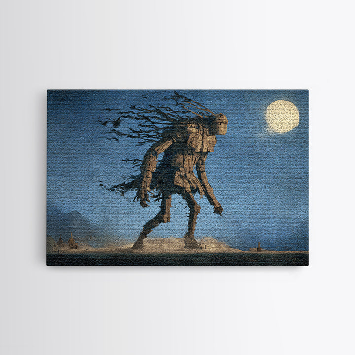 The Stitched Giant, Romantic Gothic Landscape, Landscape Wall Art, Dark Halloween Decor, Canvas Print, Halloween Wall Art