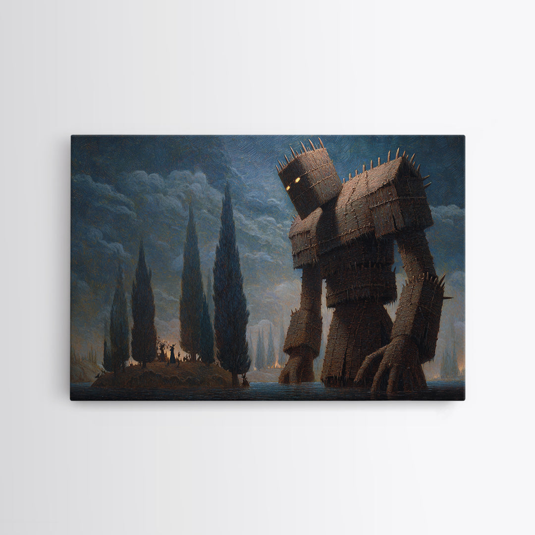 The Stitched Giant, Symbolist Gothic Landscape, Landscape Wall Art, Gothic Horror Wall Art, Canvas Print, Halloween Wall Art