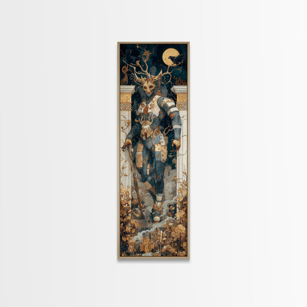 The Stitched Giant, Ornate Symbolist Art, Tall Narrow Wall Art, Gothic Horror Wall Art, Canvas Print, Halloween Wall Art
