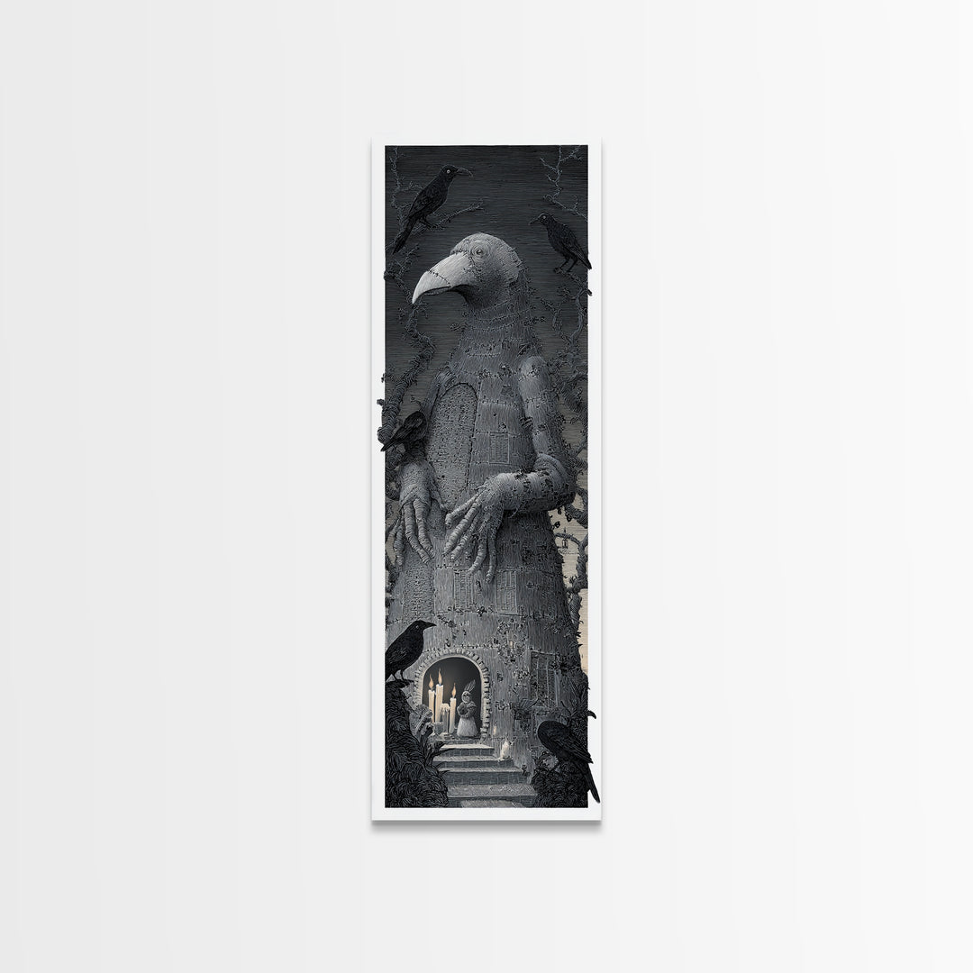 The Stitched Giant, Victorian Macabre Art, Tall Narrow Wall Art, Macabre Wall Art, Canvas Print, Halloween Wall Art, Seasonal Home Decor