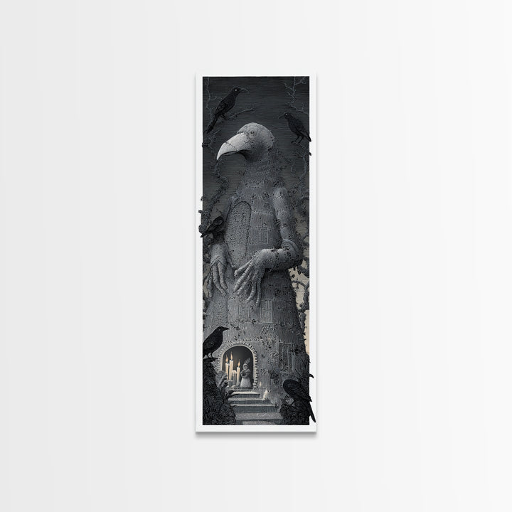 The Stitched Giant, Victorian Macabre Art, Tall Narrow Wall Art, Macabre Wall Art, Canvas Print, Halloween Wall Art, Seasonal Home Decor