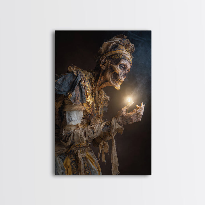 The Mummy Pharaoh, Dark Renaissance Art, Vertical Wall Art, Dark Halloween Decor, Canvas Print, Halloween Wall Art