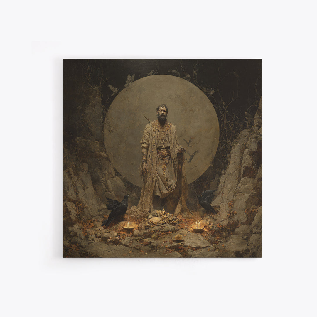 The Mummy Pharaoh, Baroque Witchcraft Art, Square Wall Art, Dark Fantasy Wall Art, Canvas Print, Halloween Wall Art, Seasonal Home Decor