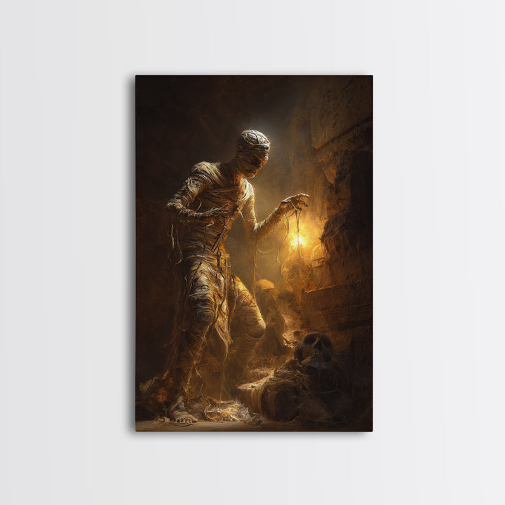 The Mummy Pharaoh, Visionary Gothic Art, Vertical Wall Art, Dark Fantasy Wall Art, Canvas Print, Halloween Wall Art