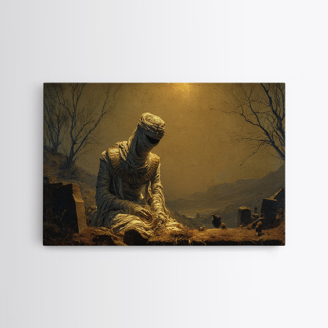 The Mummy Pharaoh, Romantic Gothic Landscape, Landscape Wall Art, Dark Halloween Decor, Canvas Print, Halloween Wall Art