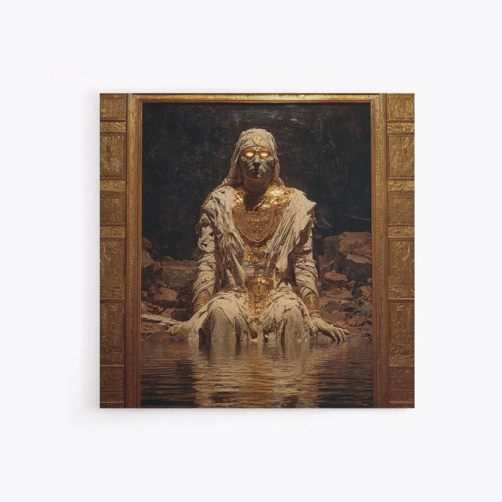 The Mummy Pharaoh, Symbolist Gothic Landscape, Square Wall Art, Macabre Wall Art, Canvas Print, Halloween Wall Art, Gothic Home Decor