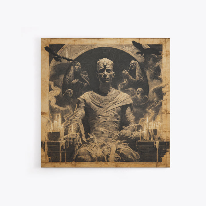 The Mummy Pharaoh, Dark Symbolist Art, Square Wall Art, Macabre Wall Art, Canvas Print, Halloween Wall Art, Halloween Decor
