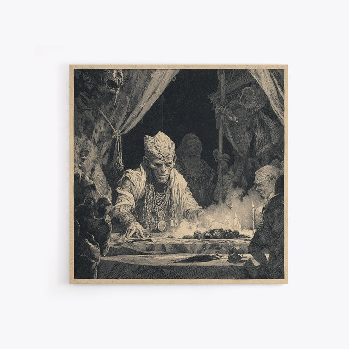 The Mummy Pharaoh, Expressionist Nightmare Art, Square Wall Art, Dark Fantasy Wall Art, Canvas Print, Halloween Wall Art, Spooky Wall Decor