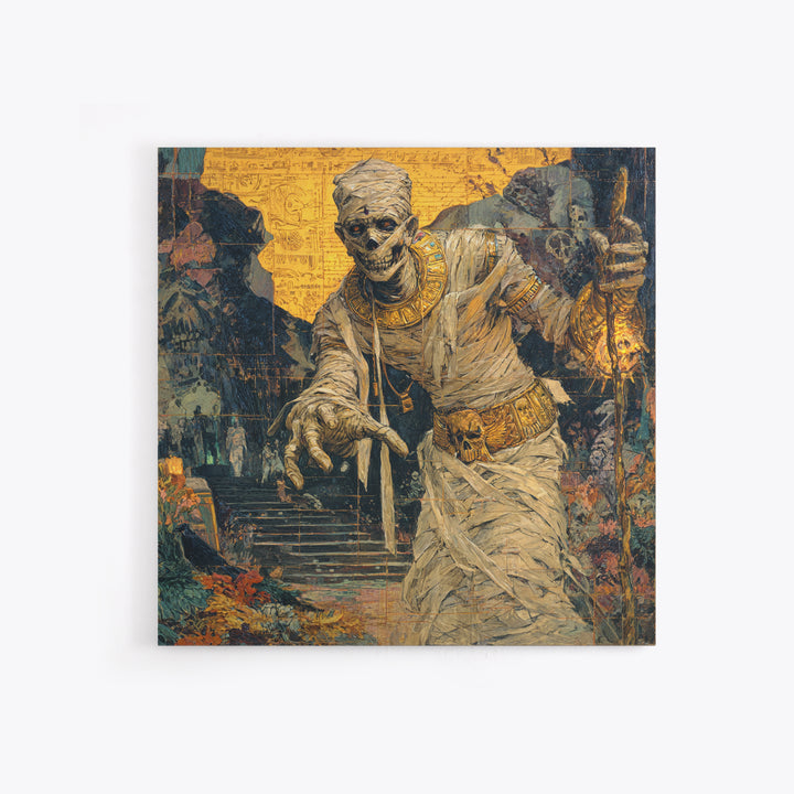 The Mummy Pharaoh, Grotesque Carnival Art, Square Wall Art, Dark Fantasy Wall Art, Canvas Print, Halloween Wall Art, Seasonal Home Decor