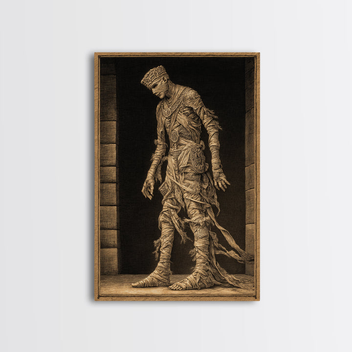 The Mummy Pharaoh, Victorian Macabre Art, Vertical Wall Art, Dark Halloween Decor, Framed Canvas Print, Halloween Wall Art