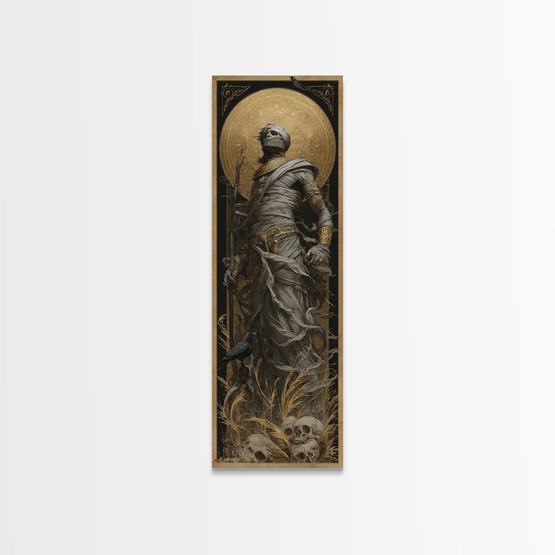 The Mummy Pharaoh, Surreal Apocalyptic Art, Tall Narrow Wall Art, Dark Halloween Decor, Canvas Print, Halloween Wall Art