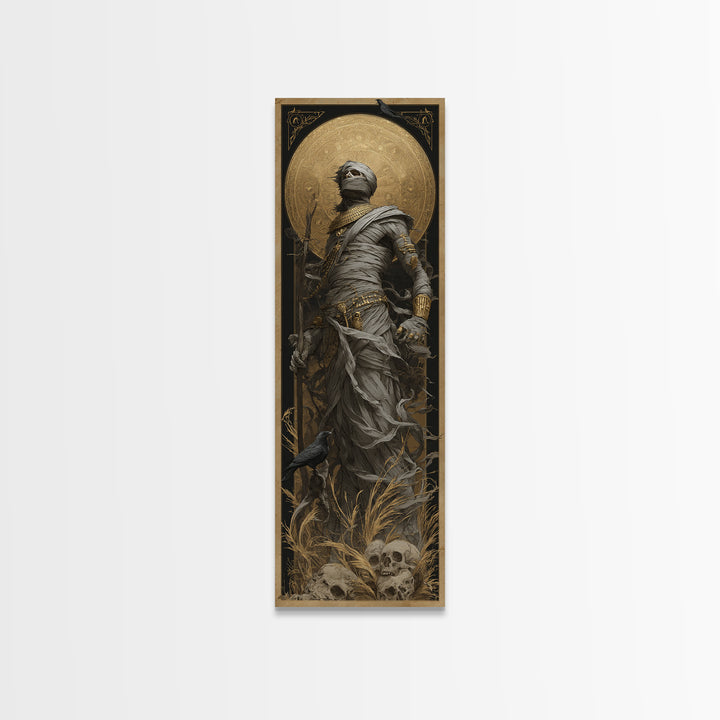 The Mummy Pharaoh, Surreal Apocalyptic Art, Tall Narrow Wall Art, Dark Halloween Decor, Canvas Print, Halloween Wall Art