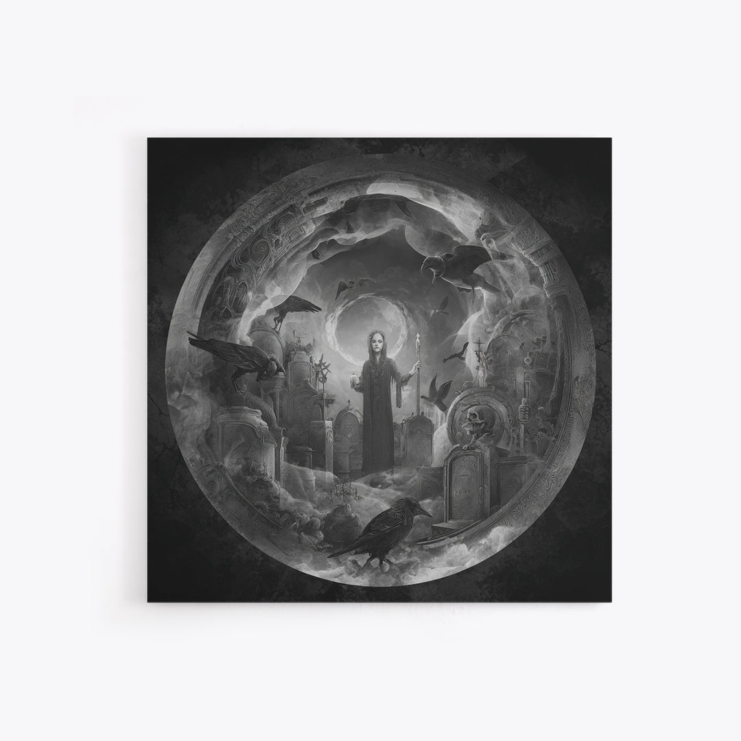 The Graveyard Ghost, Biomechanical Horror Art, Square Wall Art, Gothic Horror Wall Art, Framed Canvas Print, Halloween Wall Art