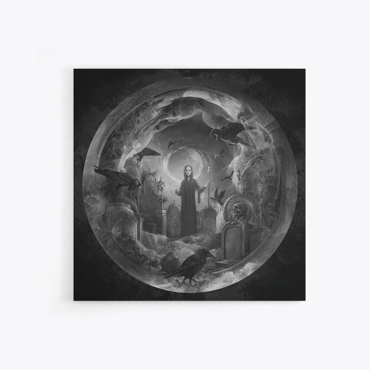 The Graveyard Ghost, Biomechanical Horror Art, Square Wall Art, Gothic Horror Wall Art, Framed Canvas Print, Halloween Wall Art