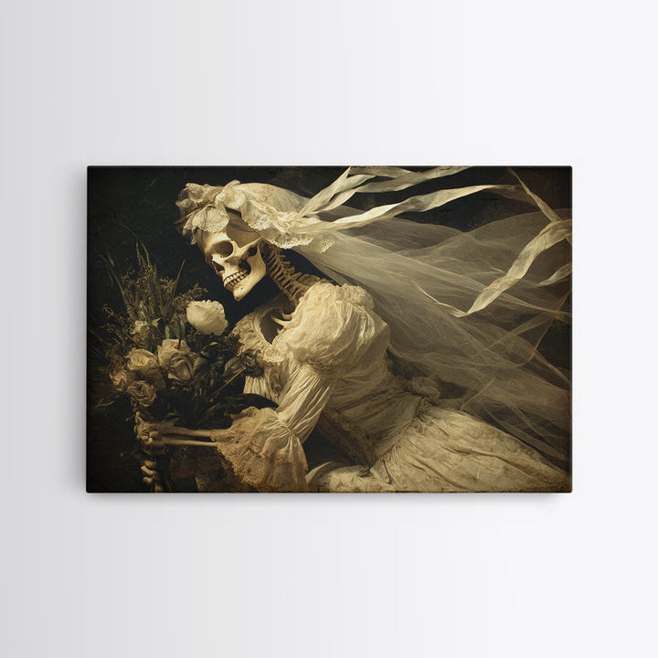 The Skeletal Bride, Symbolist Gothic Landscape, Landscape Wall Art, Gothic Horror Wall Art, Canvas Print, Halloween Wall Art
