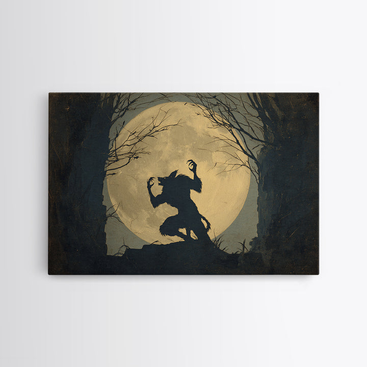 The Moon-Cursed Werewolf, Romantic Gothic Landscape, Landscape Wall Art, Gothic Horror Wall Art, Framed Canvas Print