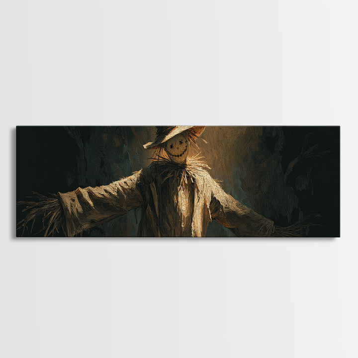 The Living Scarecrow, Visionary Gothic Art, Extra Wide Wall Art, Dark Halloween Decor, Canvas Print, Halloween Wall Art
