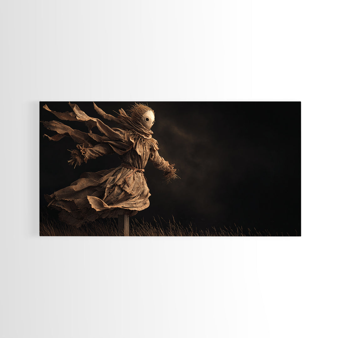 The Living Scarecrow, Apocalyptic Romantic Art, Wide Panoramic Art, Gothic Horror Wall Art, Canvas Print, Halloween Wall Art
