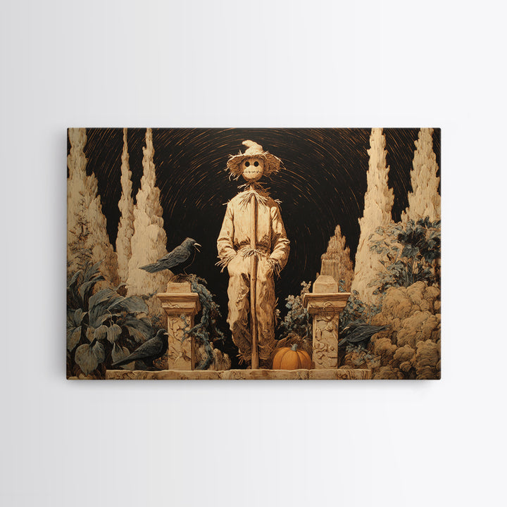 The Living Scarecrow, Symbolist Gothic Landscape, Landscape Wall Art, Macabre Wall Art, Canvas Print, Halloween Wall Art, Gothic Home Decor