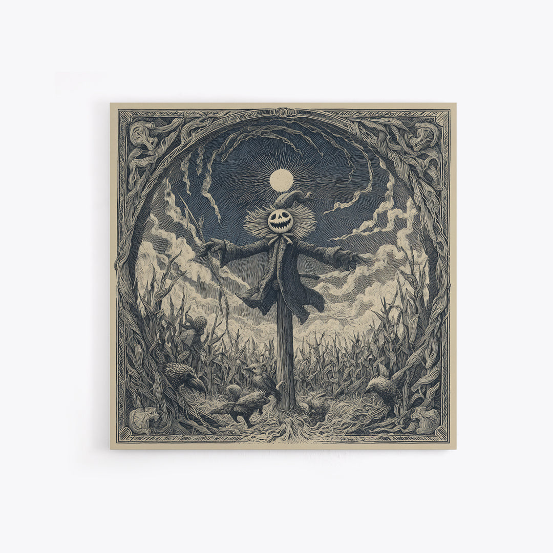 The Living Scarecrow, Expressionist Nightmare Art, Square Wall Art, Gothic Horror Wall Art, Framed Canvas Print, Halloween Wall Art